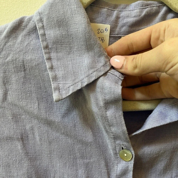 Vtg Chico’s Women’s Lilac Linen Top S 4 Long Sleeve Tunic Collared Blouse Purple - Picture 6 of 9